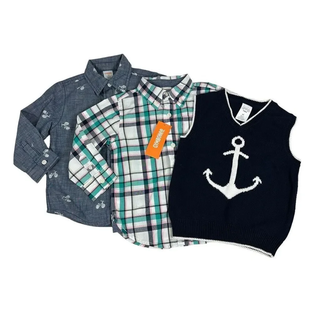 Gymboree Boys Button Up shirts and Vest size 2T